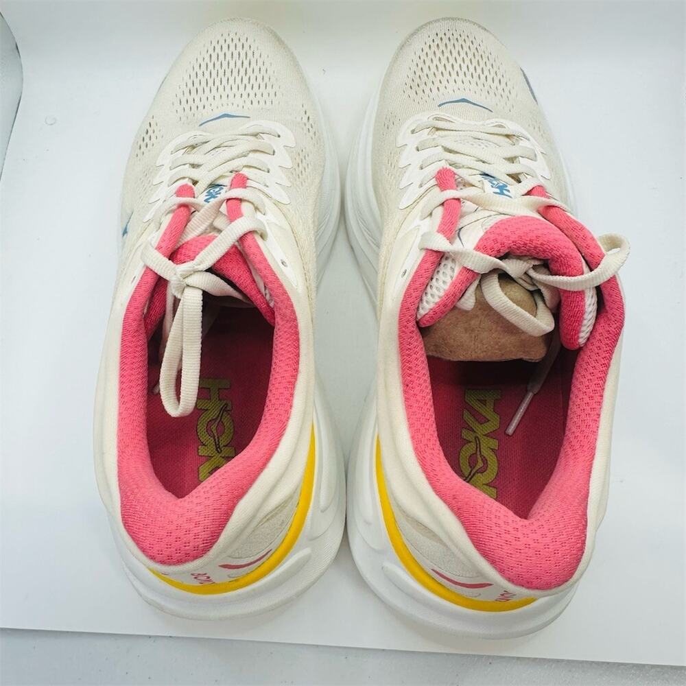 HOKA Bondi 9 Women's Running Shoes Alabaster Birch Pink Yellow Size 9B - Picture 5 of 13